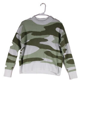 Harper Heritage Womens Camouflage Round Neck Sweater Long Sleeve Size XS Green